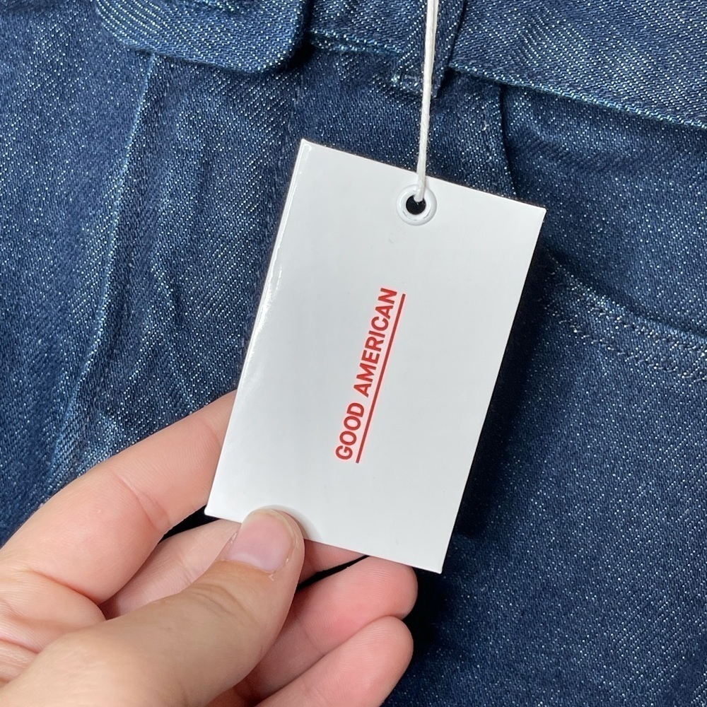 Good American Denim Belted Mini Skirt High Waist 70s Icon Size 4 NWT - Picture 12 of 16